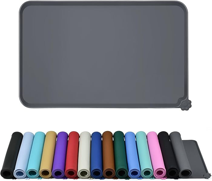 Waterproof Pet Feeding Mat with High Raised Edges, Heavier and Thicker Placemats for Cat Dog Wate... | Amazon (US)