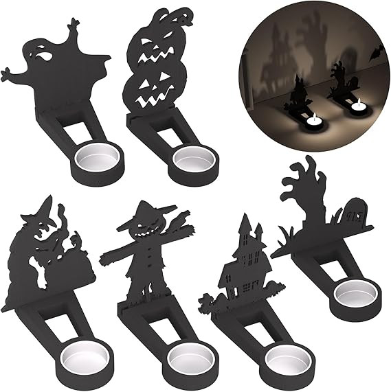 Halloween Candle Holder, 6PCS Halloween Candlestick Holders Decorations Include Ghost/Witch/Pumpk... | Amazon (US)