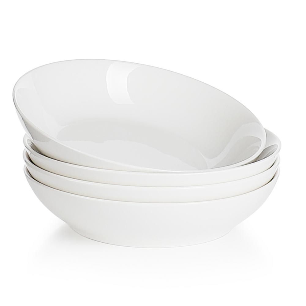 Sweese Porcelain Large Salad Pasta Bowls - 45 Ounce - Set of 4, White | The Home Depot