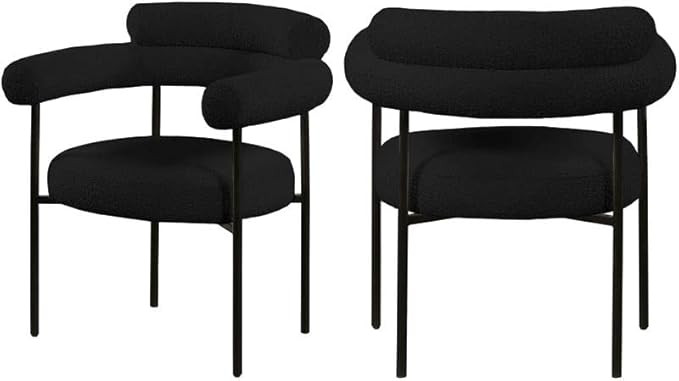 MAKLAINE Contemporary Fabric Dining Chair in Black (Set of 2) | Amazon (US)