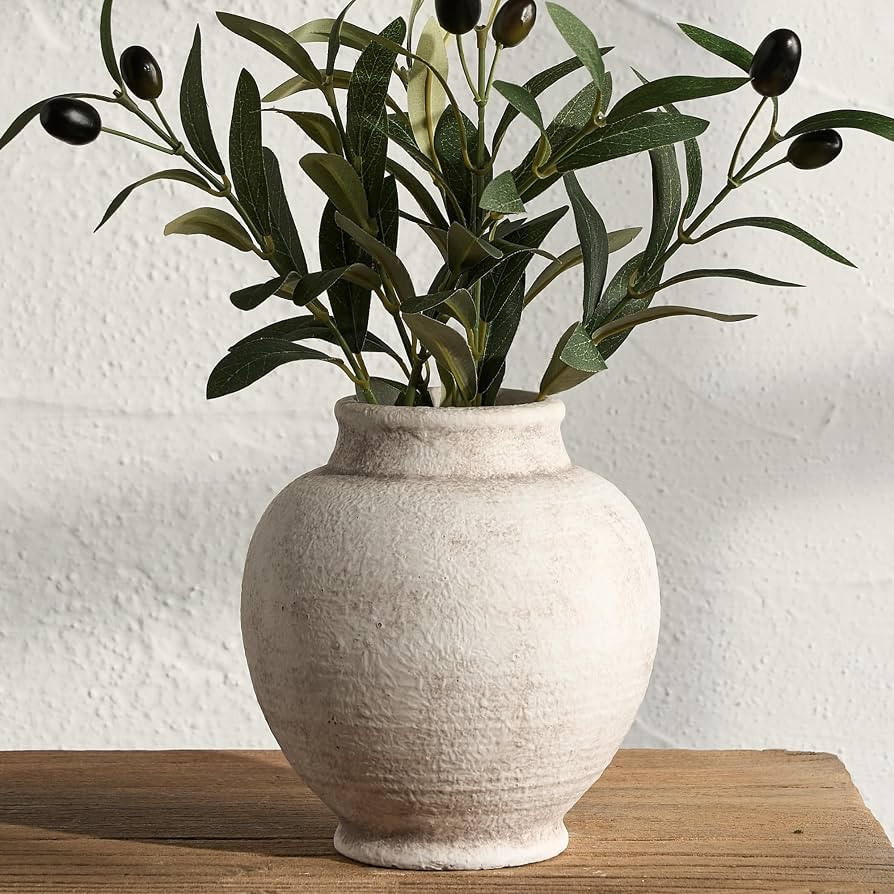 Ceramic Rustic Vase, Small Flower Farmhouse Vase Decorative Vase Short Pottery Vases for Home Dec... | Amazon (US)