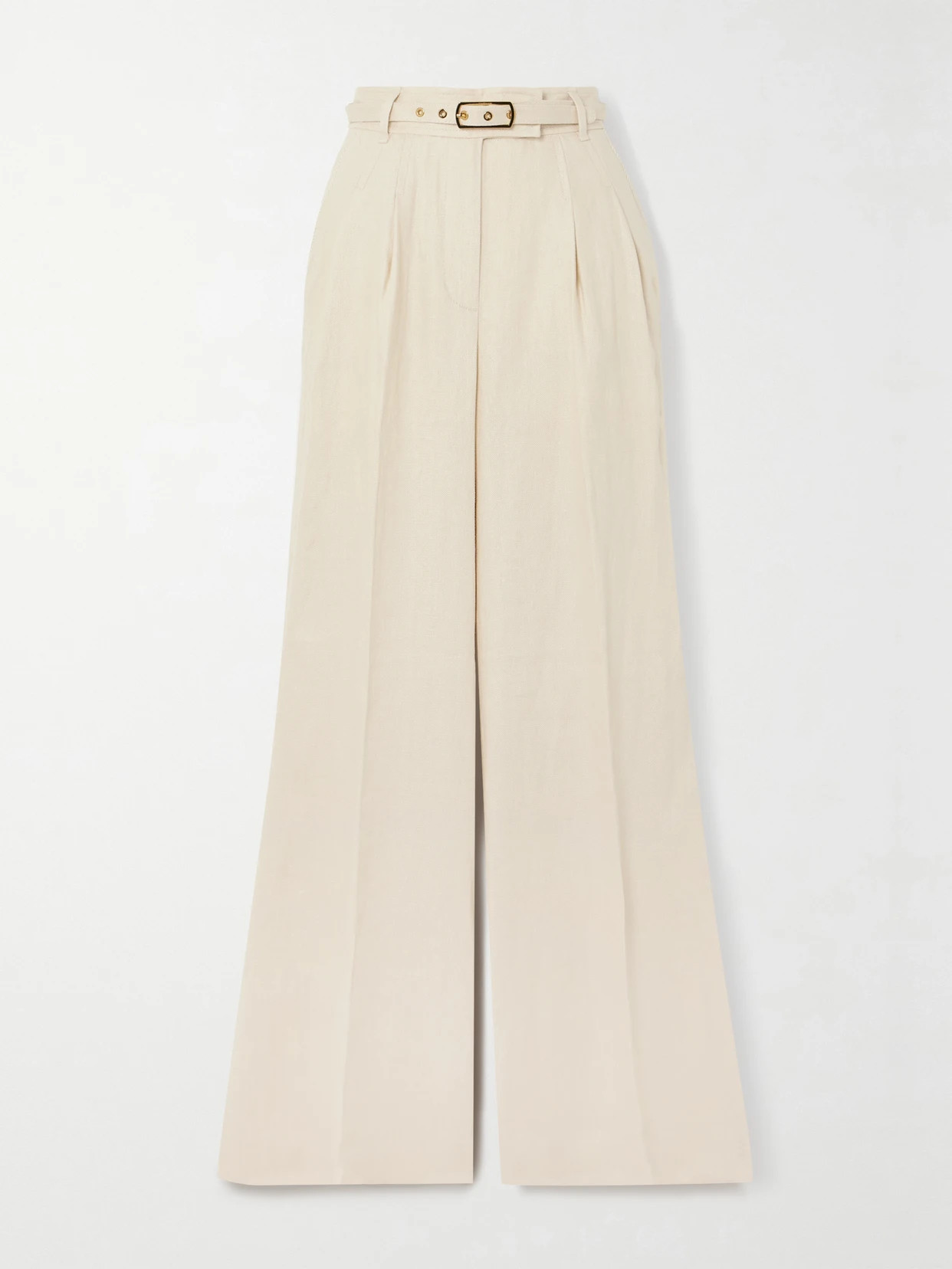 Zimmermann - Matchmaker Belted Whipstitched Linen Wide-leg Pants - Ivory | NET-A-PORTER (US)