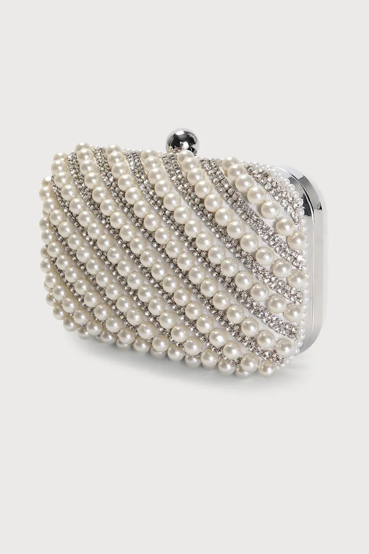 Magical Glow White Pearl and Rhinestone Box Clutch | Lulus (US)