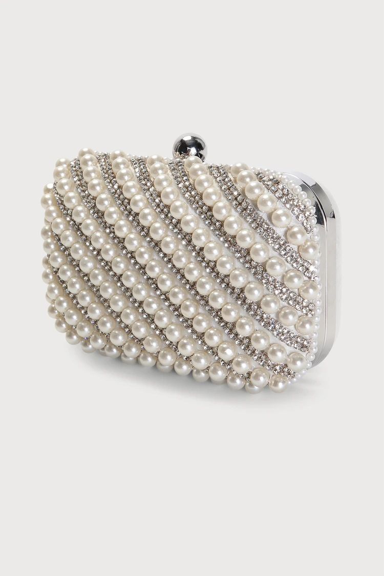 Magical Glow White Pearl and Rhinestone Box Clutch | Lulus (US)