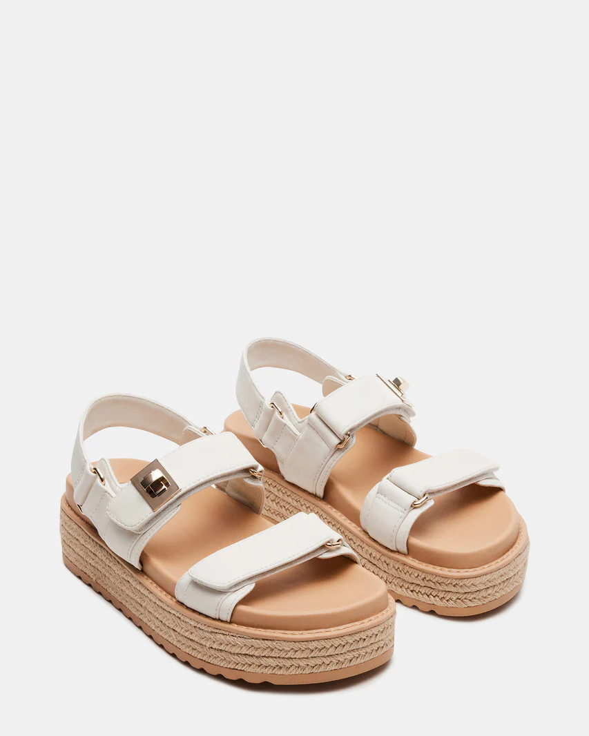 BIGMONA White Leather Platform Sandal | Women's Sandals | Steve Madden (US)