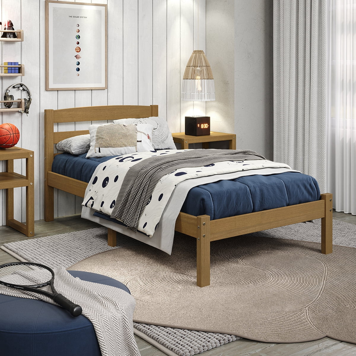 P'kolino Urban Twin Bed Frame with Headboard-Solid Wood- Natural Oak, for Kids, Teens | Walmart (US)