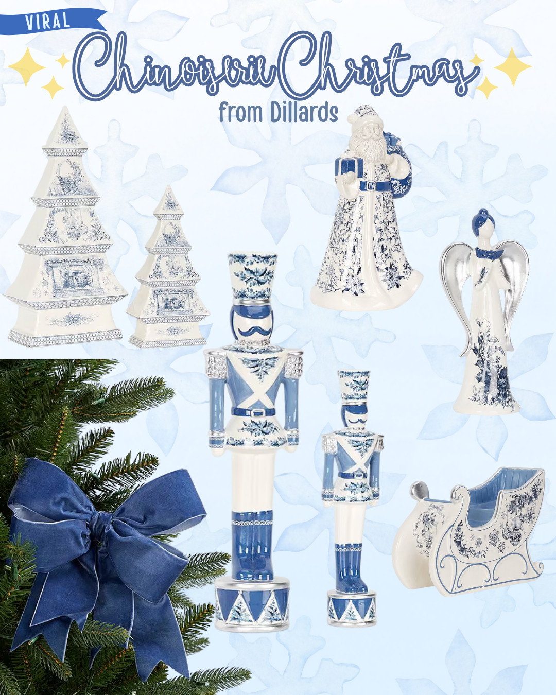 Southern Living Blue Christmas Collection Chinoiserie Ceramic Nutcracker | Dillard's #chinoiserie #nutcracker 

 #LTKSeasonal #LTKHome