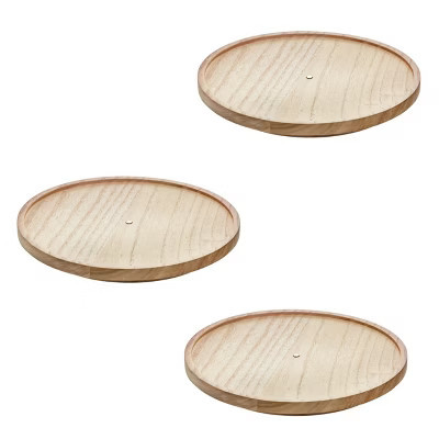 iDesign Set of 3 Round 10.5-Inch Paulownia Wood Lazy Susan, Natural | Target