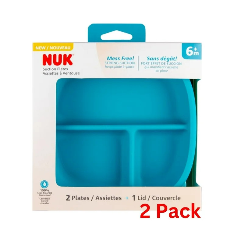 NUK Suction Plates and Lid, Assorted Colors, 2 Pack, 6+ Months - Walmart.com | Walmart (US)