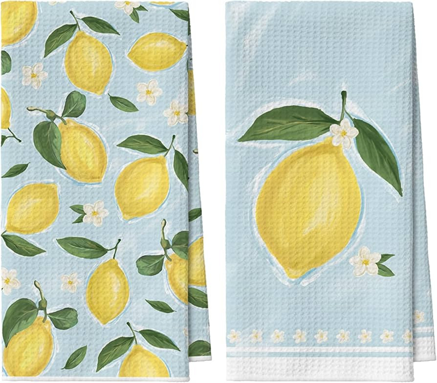 Artoid Mode Lemon Flower Summer Bar Towels Kitchen Towels, 12x24 Inch Quick Dry Microfiber Cloth ... | Amazon (US)