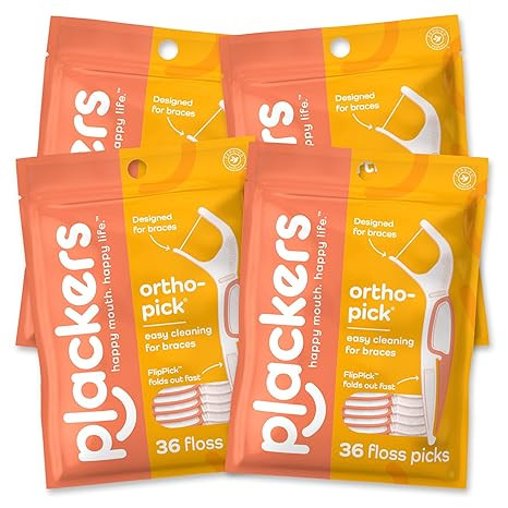 Plackers Orthopick Floss Picks, Unflavored, Designed for Braces, Fold-Out FlipPick, Tuffloss, Eas... | Amazon (US)