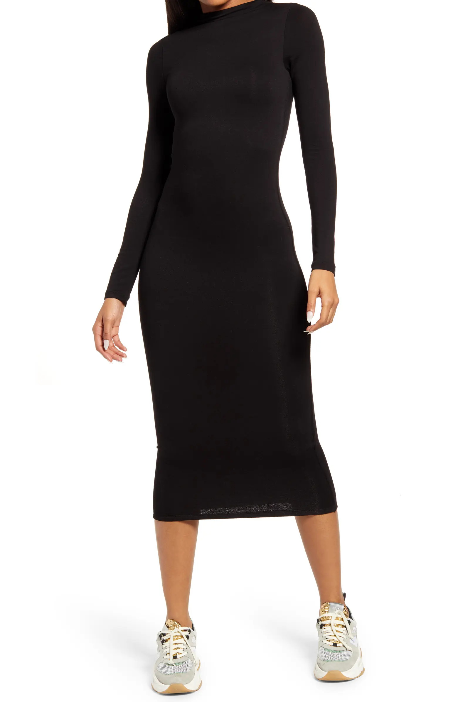 Naked Wardrobe Long Sleeve Midi Pencil Dress | Nordstrom | Nordstrom