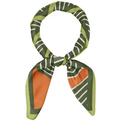 Elerevyo Women's Striped Satin Square Silk Scarves Neckerchief 35.4"x35.4" Green | Target