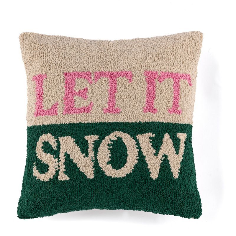 Shiraleah "Let It Snow" Pink and Green Decorative Pillow | Target