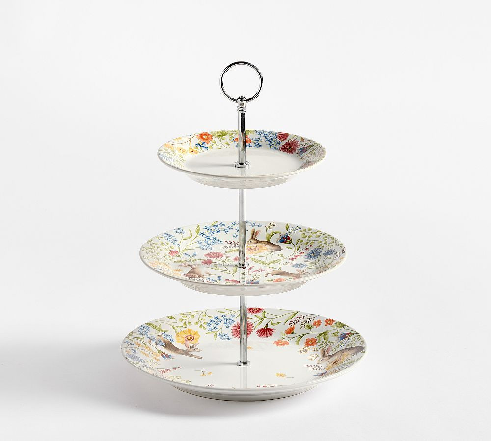 Spring Garden Stoneware Tiered Stand | Pottery Barn (US)