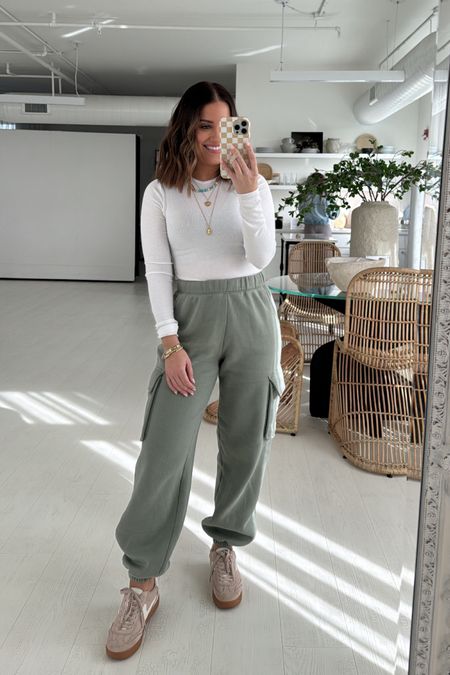 Wearing xs in cargo sweatpants & xs in ribbed white tee; sneakers are tts // spring outfit, casual outfit // 

#LTKSpringSale #LTKsalealert #LTKfindsunder50