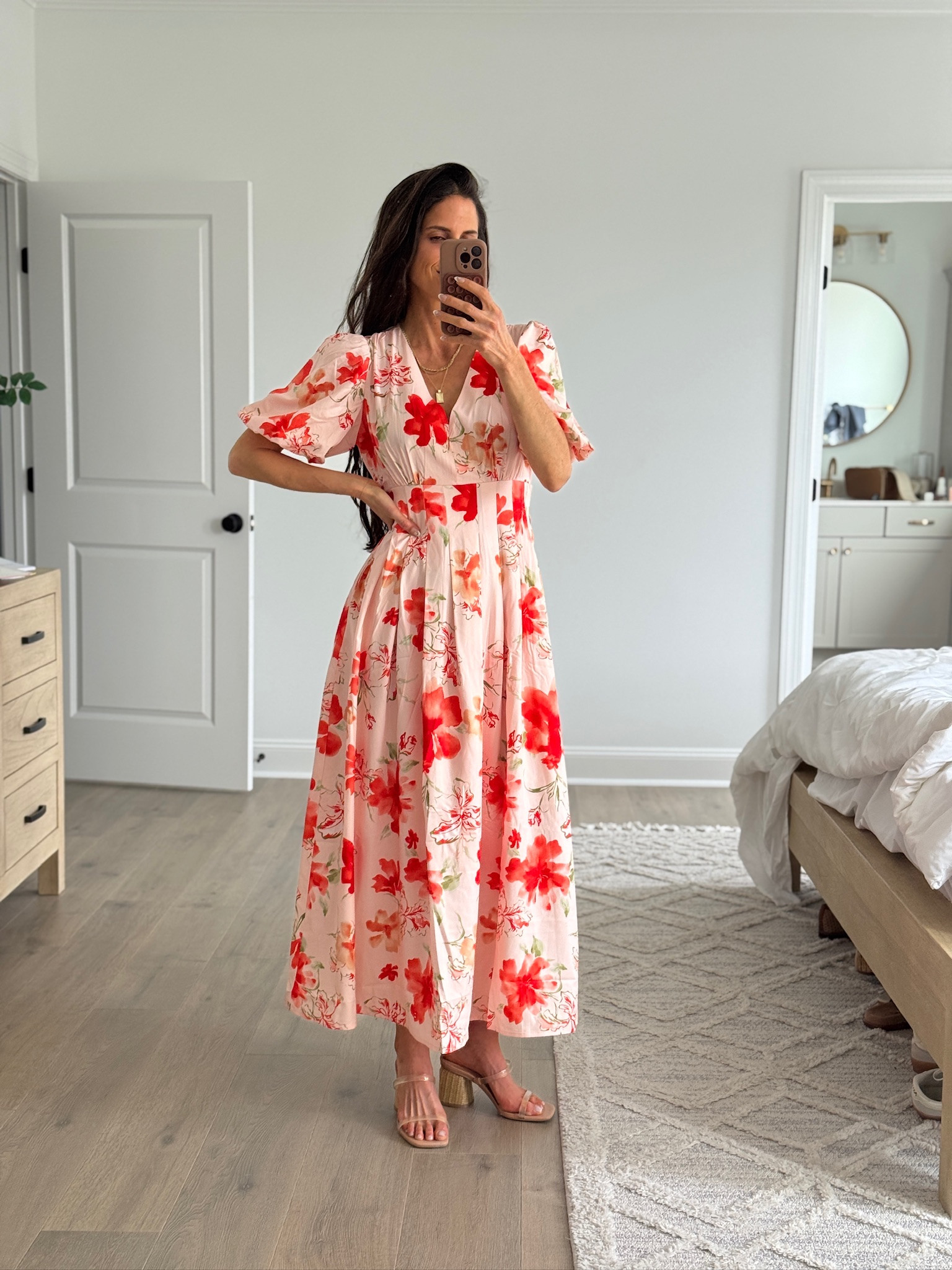 Floral midi dress for spring, wedding guest dress, Easter dress idea, feminine flowy dress, puff sleeve dress, modest dress, church outfit, spring event outfit, brunch outfit

#LTKootd #LTKSeasonal #LTKmomlife