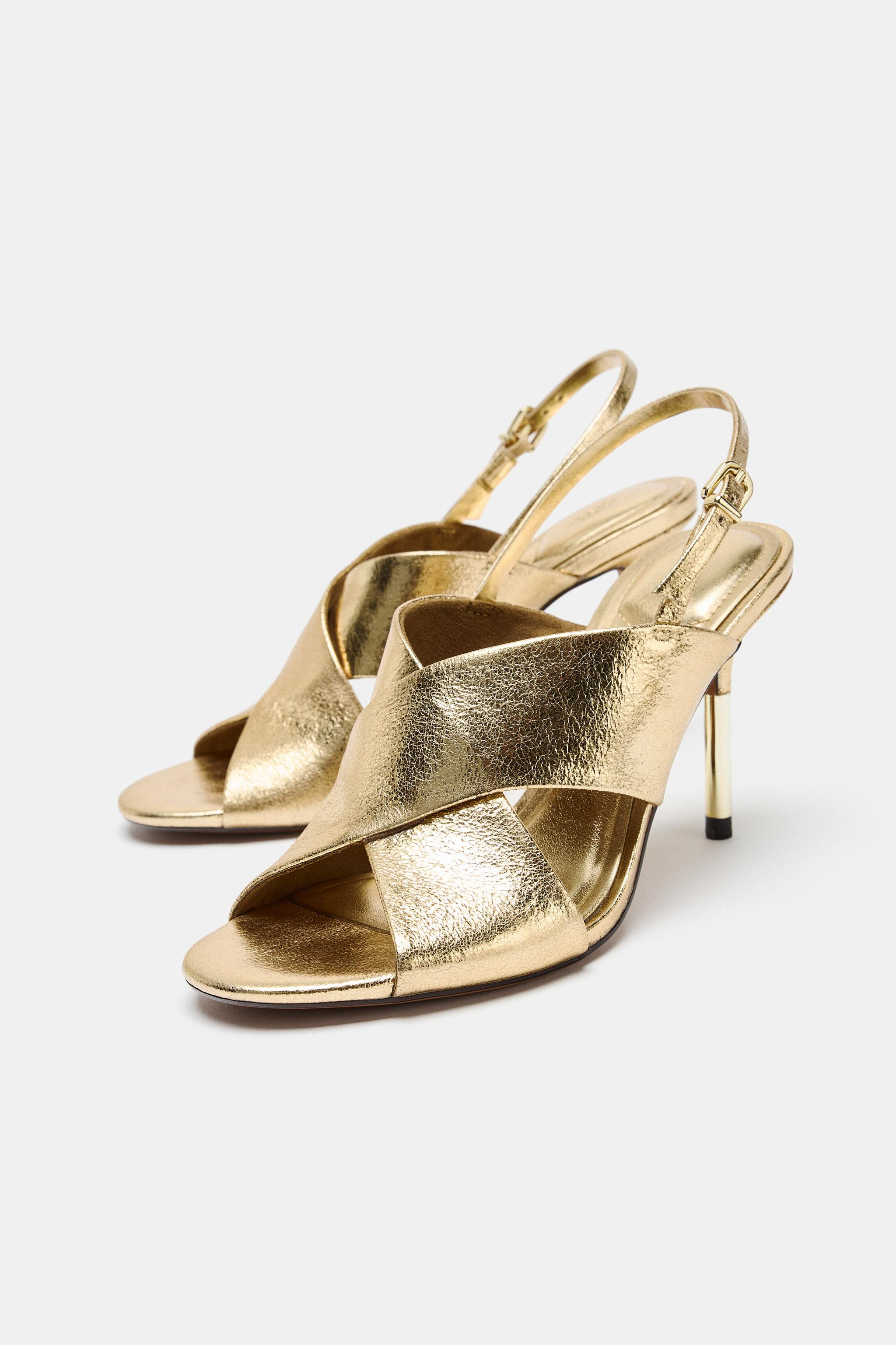 LAMINATED EFFECT HEELED SANDALS | Zara US