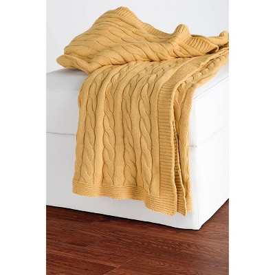 50"x60" Cable Knit Throw Blanket Yellow - Rizzy Home | Target