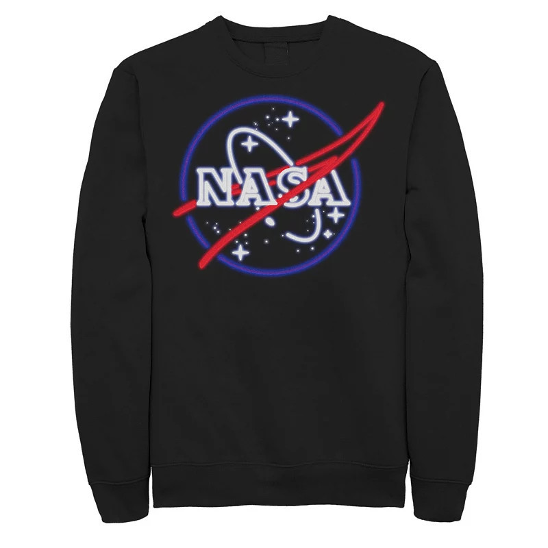 Men's NASA Neon Sign Classic Logo Sweatshirt, Size: XXL, Black | Kohl's