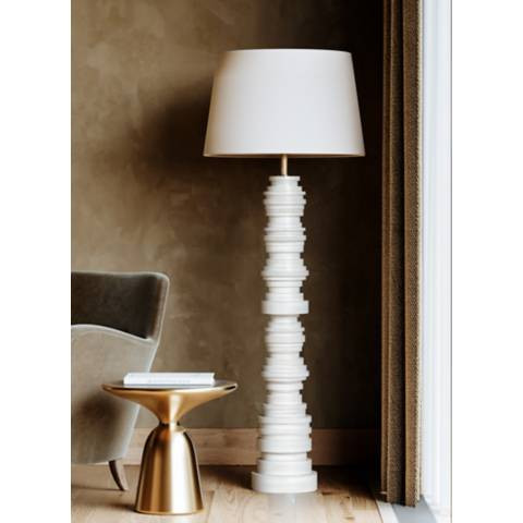 Hudson Valley Wayzata 24" 1 Lt. Aged Brass/ Ceramic Gloss Ivory Floor | Lamps Plus