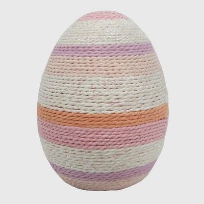 Small Easter Yarn Wrapped Egg Warm Pink Orange White - Spritz™ | Target