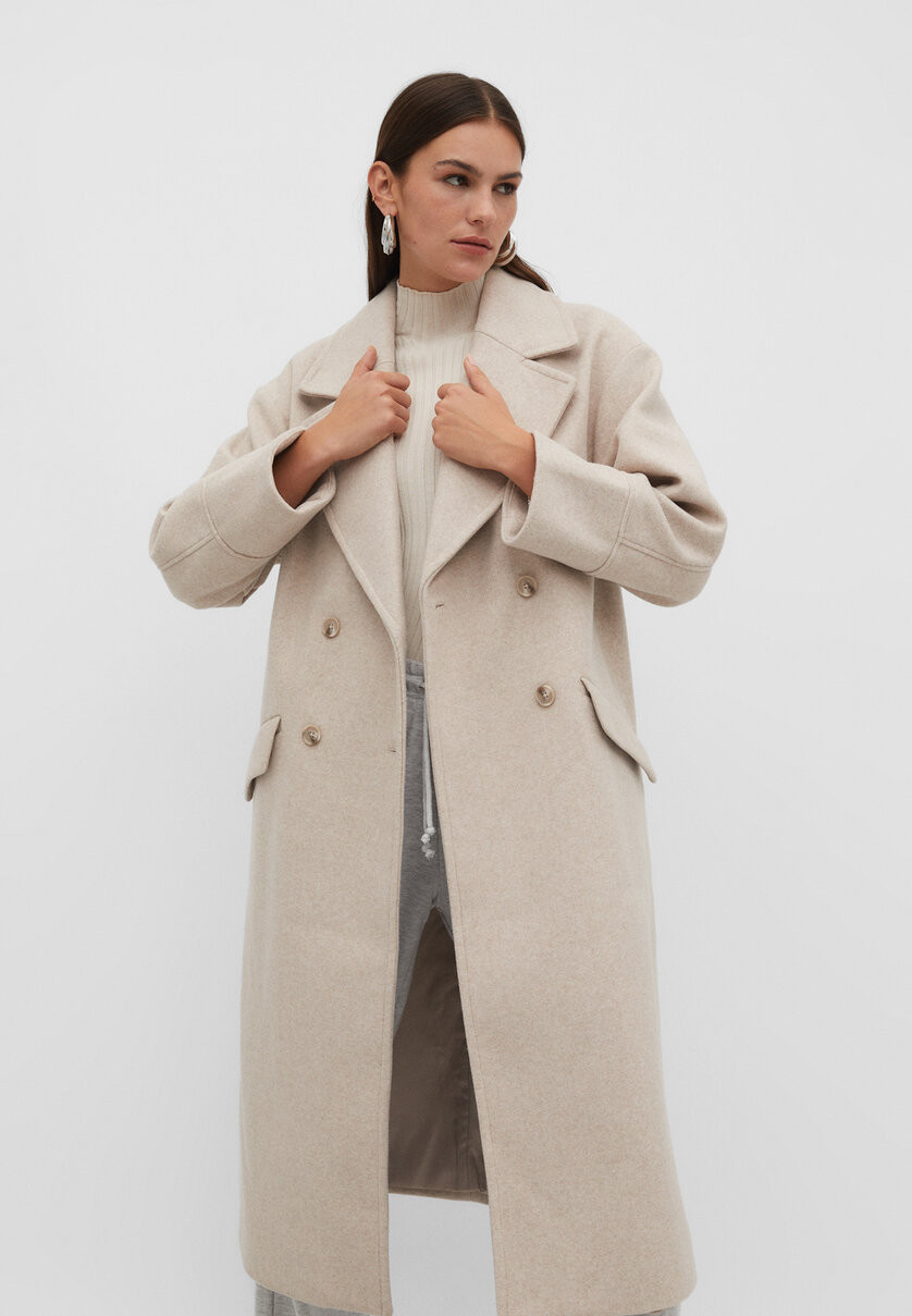 Oversize soft-touch coat - Women's fashion | Stradivarius United Kingdom | Stradivarius (UK)