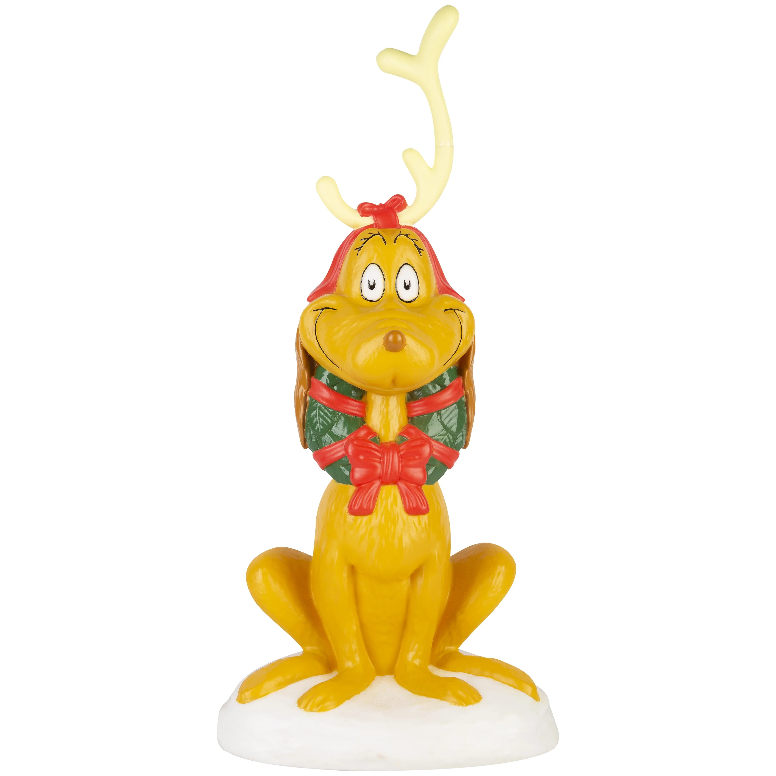 Christmas Lighted Blow Mold Outdoor Decor Grinch Max with Antler Dr. Seuss, 24 in | Walmart (US)
