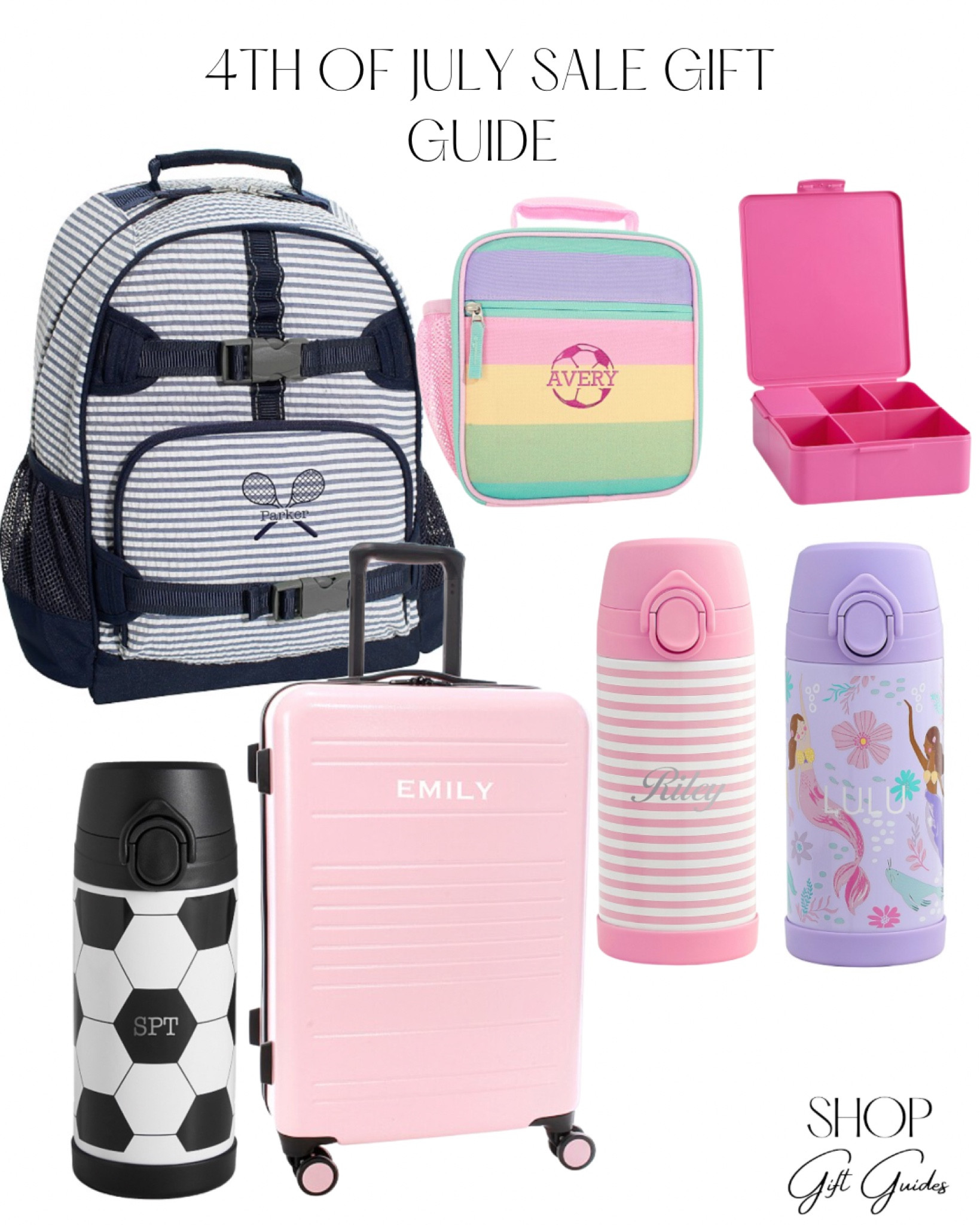 4th of July Sale kids gift guide 

Personalized water bottle, personalized lunch box, personalized backpack, personalized luggage, pottery barn kids sale, toddler gift guide, kids gift guide, toddler gifts, school gifts 

#LTKsalealert #LTKfamily #LTKkids
