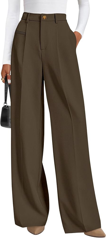 PRETTYGARDEN Women's Tailored Wide Leg Work Dress Pants | Amazon (US)