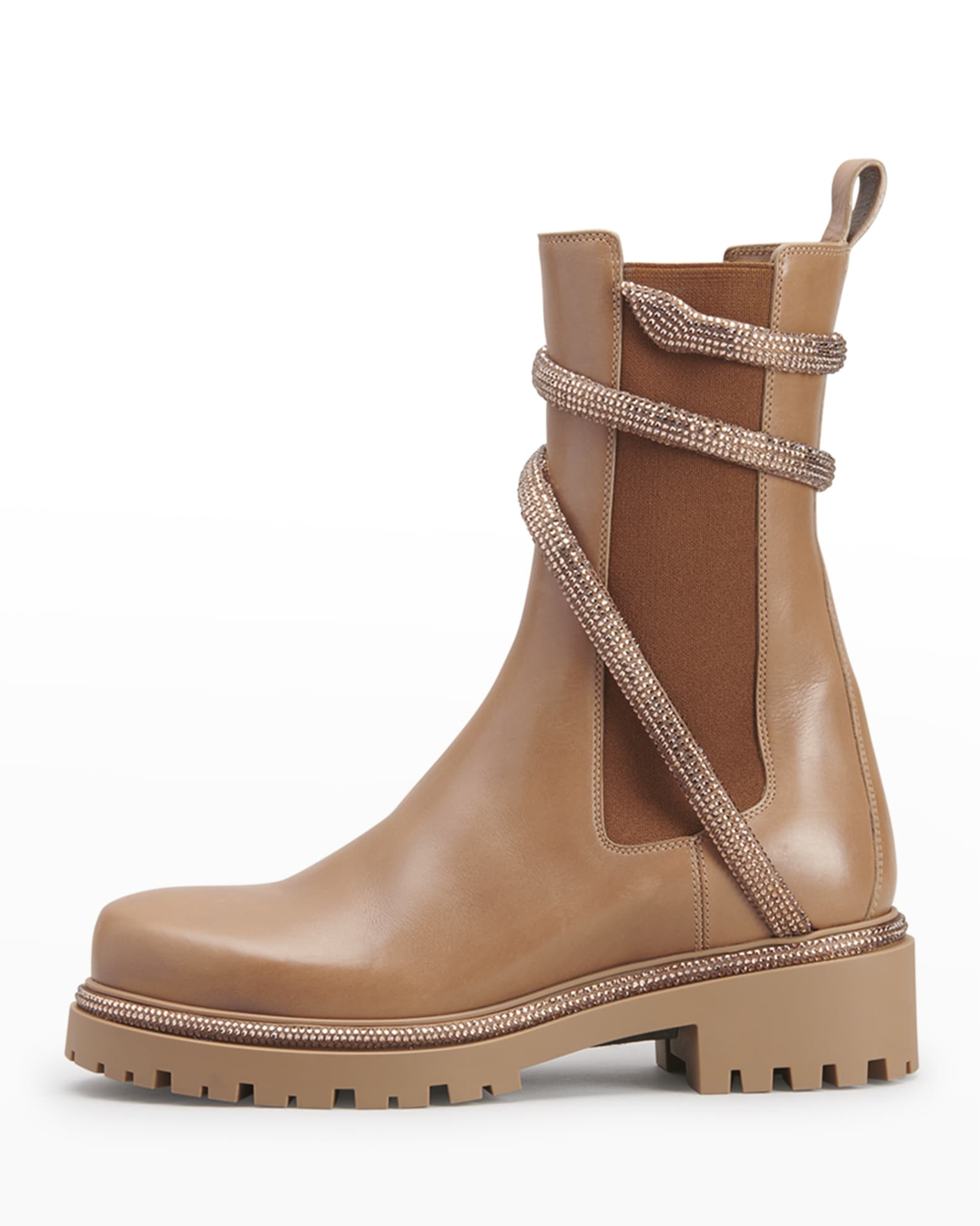 Rene Caovilla Calfskin Snake-Wrap Chelsea Boots | Neiman Marcus