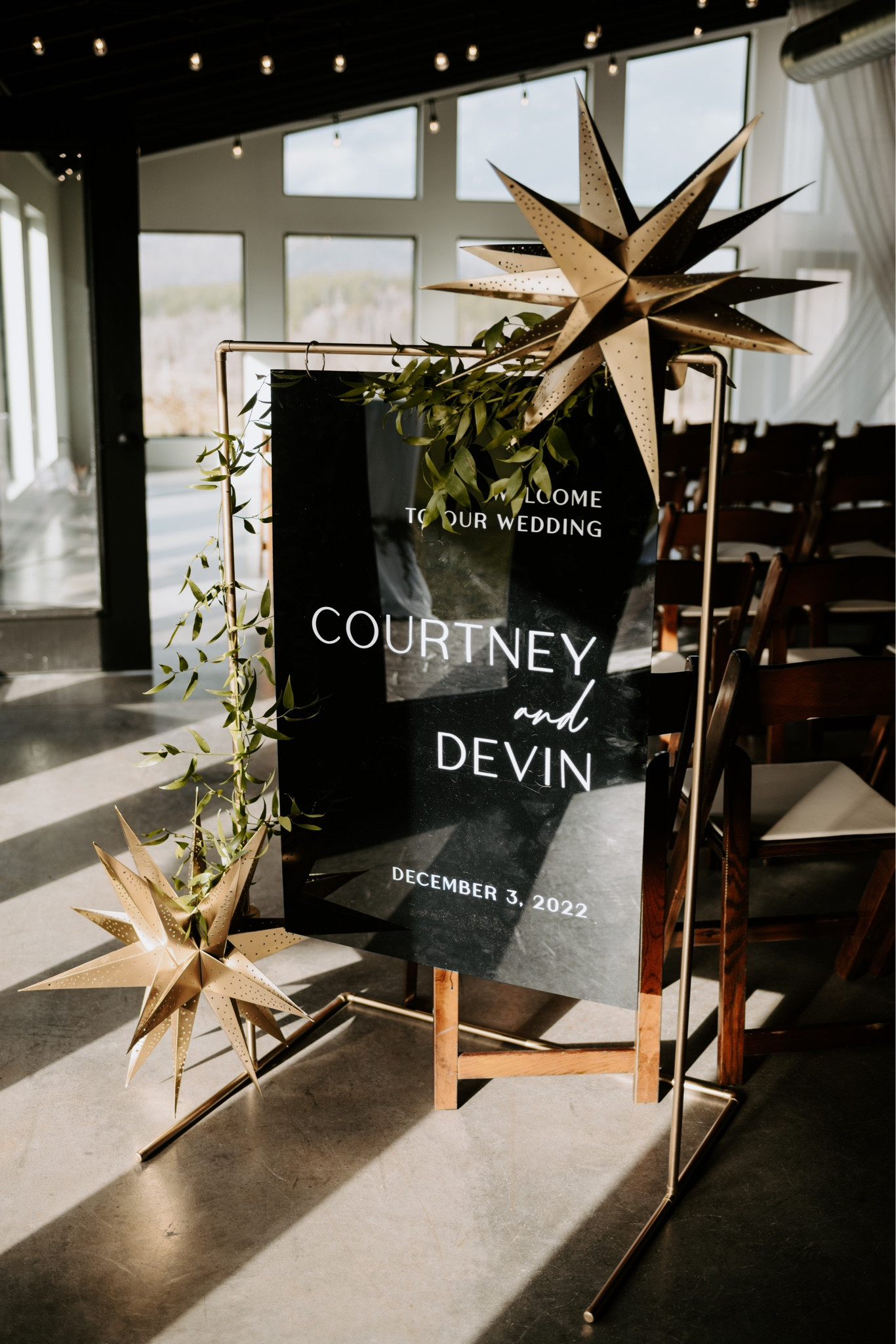 I DIYed this wedding welcome sign using my cricut machine for my black and gold winter new years themed wedding! The Moravian stars were a great touch IMHO ;) the stars and stand were spray painted gold to match perfectly 

#LTKwedding