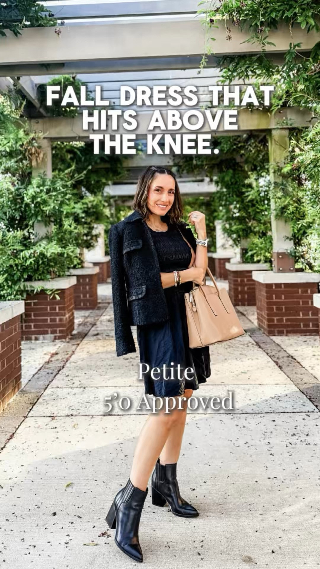 Petite-friendly + actually easy to style 🖤

This dress runs big, so I recommend sizing down. I’m wearing an XS and it hits above the knee on my 5’0 frame.

I styled it with a lightweight black tweed blazer + Marc Fisher pointy-toe booties for an easy polished fall look without going full sweater weather. 😉

5’0 fit details:
• Wearing XS
• Runs big → size down
• Hits above the knee
• Easy to dress up or down

Shop the dress + details here 🖤

#LTKOver40 #LTKPetite #LTKSeasonal
