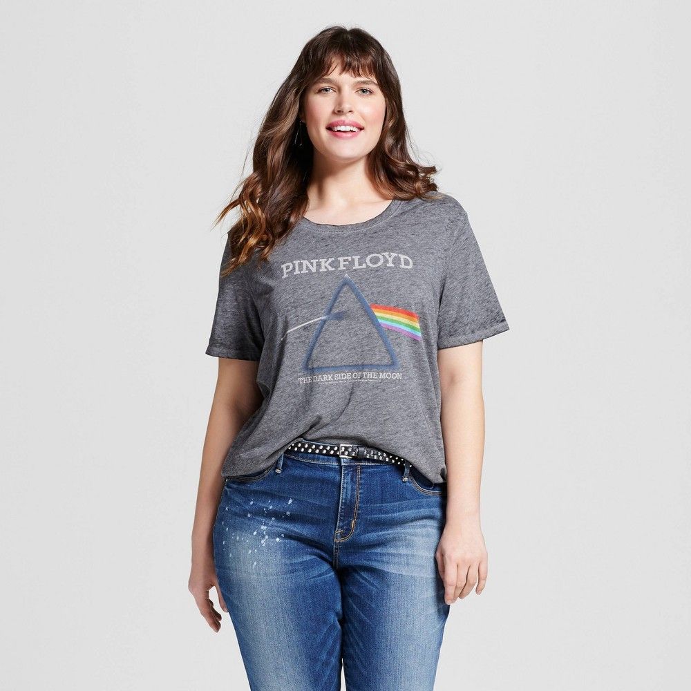 Women's Plus Size Pink Floyd Short Sleeve Graphic T-Shirt - Gray 3X, Gray/Pink | Target