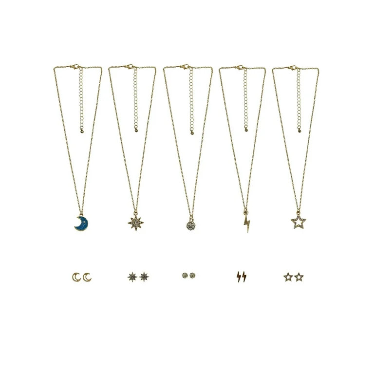 No Boundaries Celestial Icons Necklace and Earring Set, 10 Pack | Walmart (US)