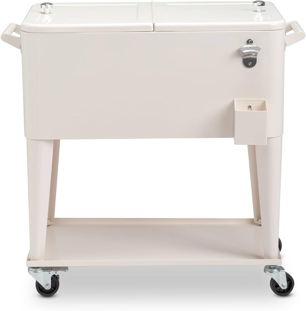 80 Quart Rolling Drink Cooler Ice Bin Chest on Wheels, Portable Patio Party Bar Cart with Shelf a... | Amazon (US)