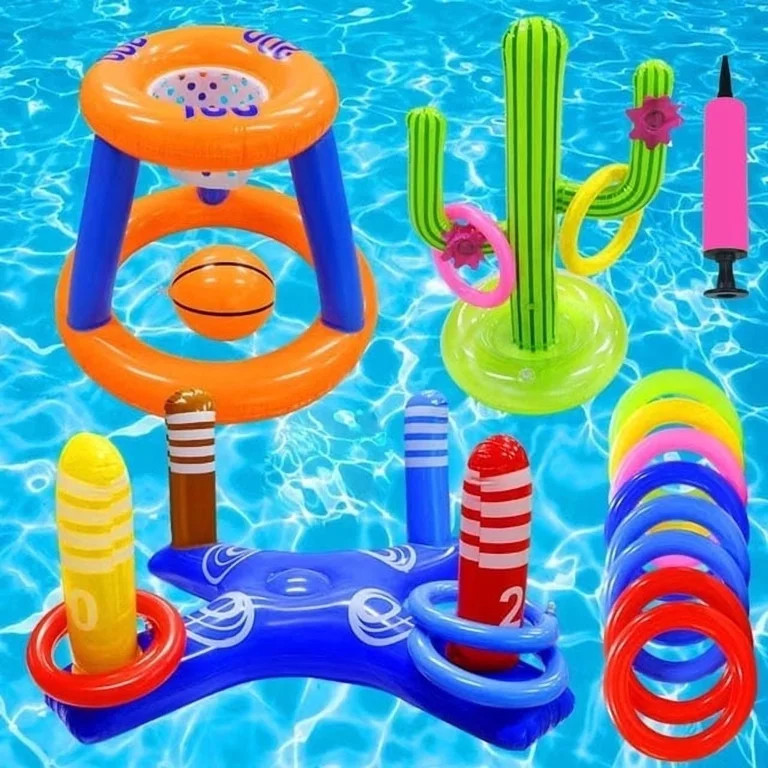 JoyStone Pool Toys Games Set, Floating Basketball Hoop Inflatable Cross Ring Toss Game Toys for K... | Walmart (US)