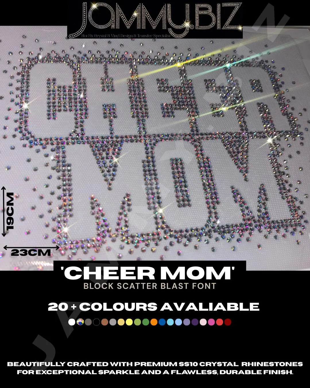 CHEER MOM Rhinestone Hot Fix AB Crystal Iron on Bling Diamante Patch Scatter Effect Applique Moti... | Etsy (US)