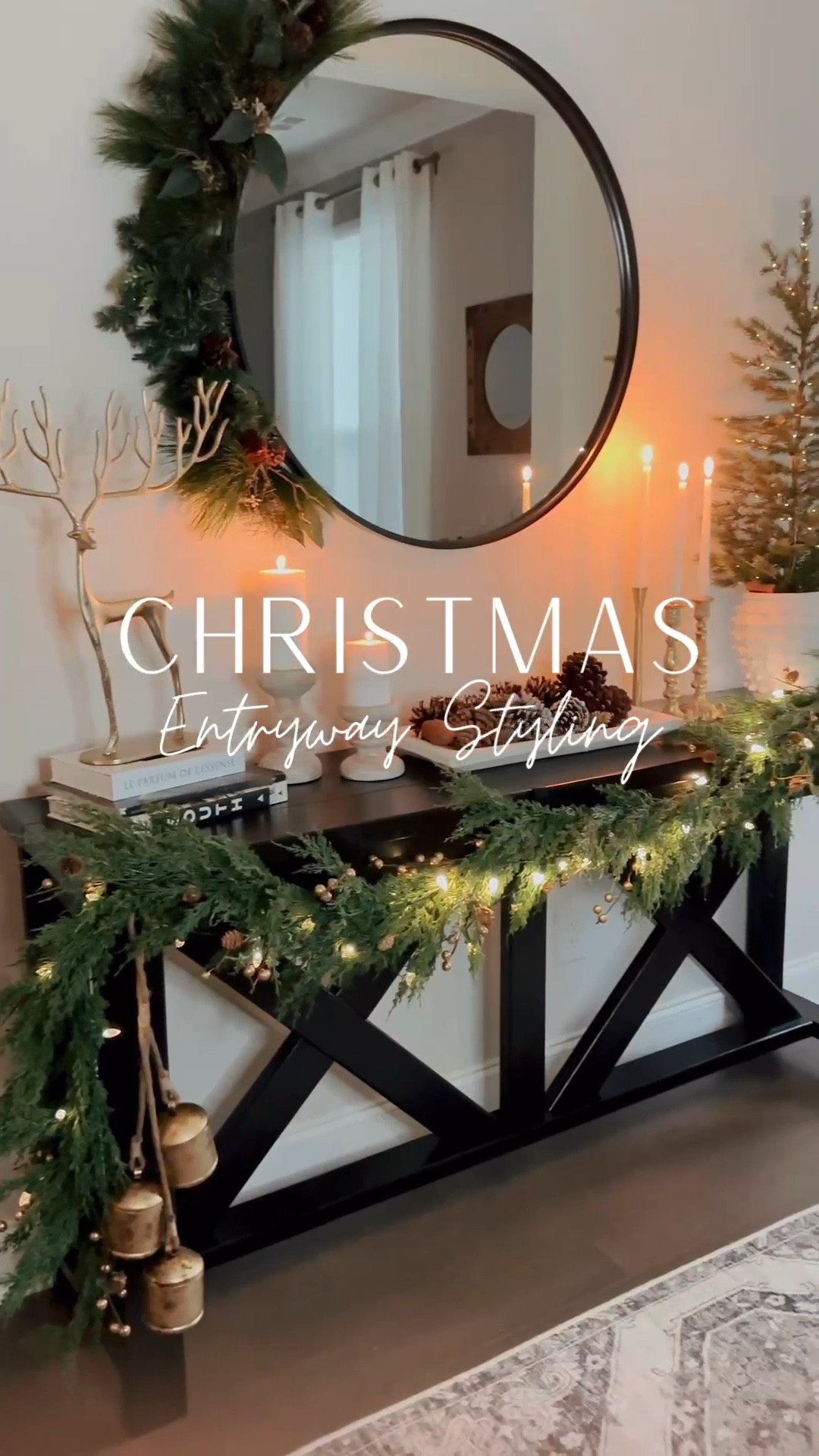 Christmas entryway table styling tips…

1. Strip it down! Have a clear canvas 
2. Add greenery first, draping garland over the front using hooks creates a larger space and elegant look
3. Add elements for height and texture on the sides
4. No need to clutter (although tempting!) less is more! Have fun! 🎄🤗


#christmasdecor #homedecor #holidaydecor #consoletable 

#LTKhome #LTKHoliday #LTKVideo