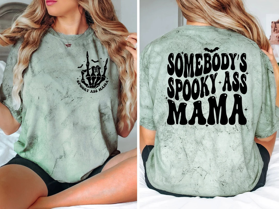 Spooky Ass Mama Front and Back Print Comfort Colors Shirt - Etsy | Etsy (US)