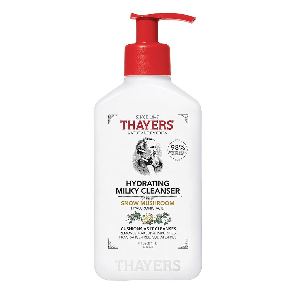 THAYERS Milky Hydrating Face Cleanser with Snow Mushroom, Hyaluronic Acid, Dermatologist Recommen... | Amazon (US)