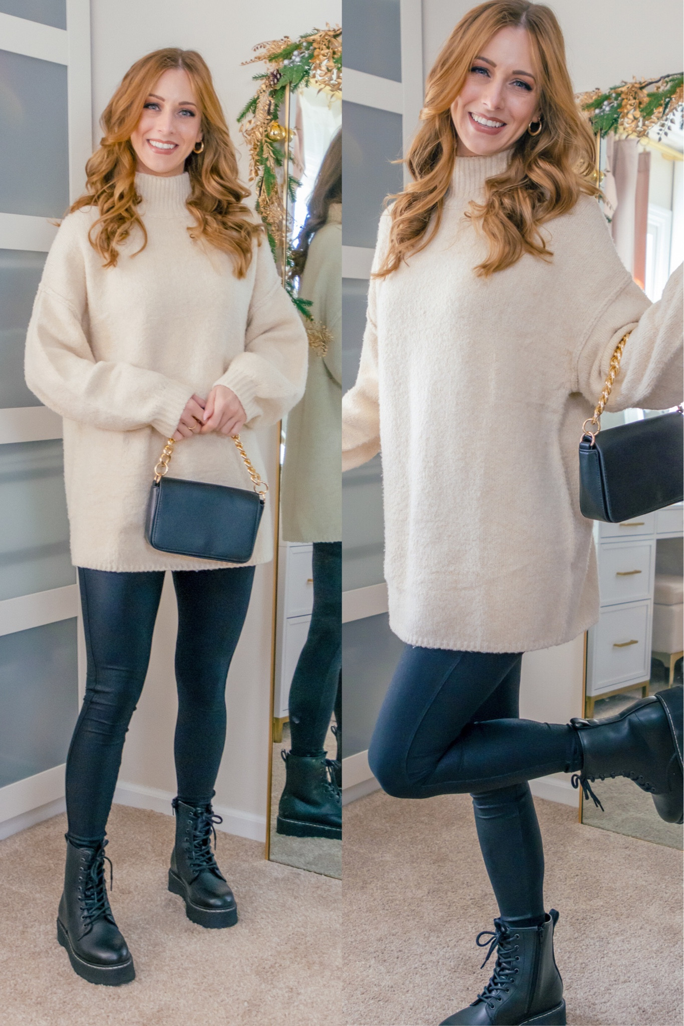 Quick and easy everyday elevated outfit.
I’m all about a tunic length sweater this time of year! I’m wearing a size medium in the sweater. The leggings are a good spanx look for less. I’m in a size small in the leggings.

Motto boots outfit | black leggings outfit | winter outfit ideas 


#LTKStyleTip #LTKFindsUnder50 #LTKSeasonal