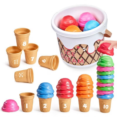 Angel Sar Ice Cream Learning Toys, 30PCS Counting and Color Sorting Set, Stacking Math Games for Kids 3-5, Fine Motor Skills | Target