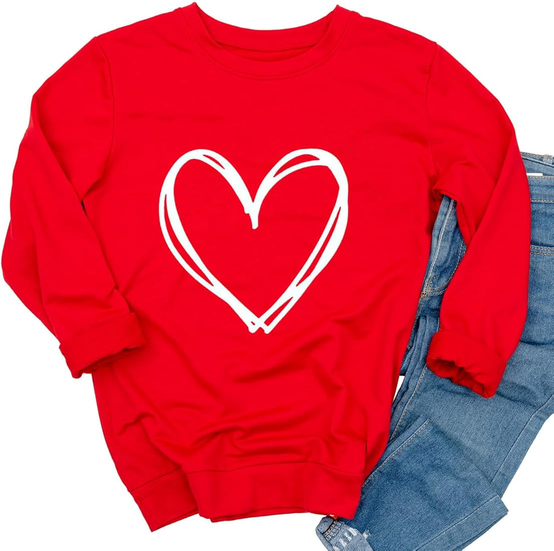 Ykomow Valentines Day Shirts Women Plaid Love Heart Valentines Day Sweatshirts Raglan Tops | Amazon (US)