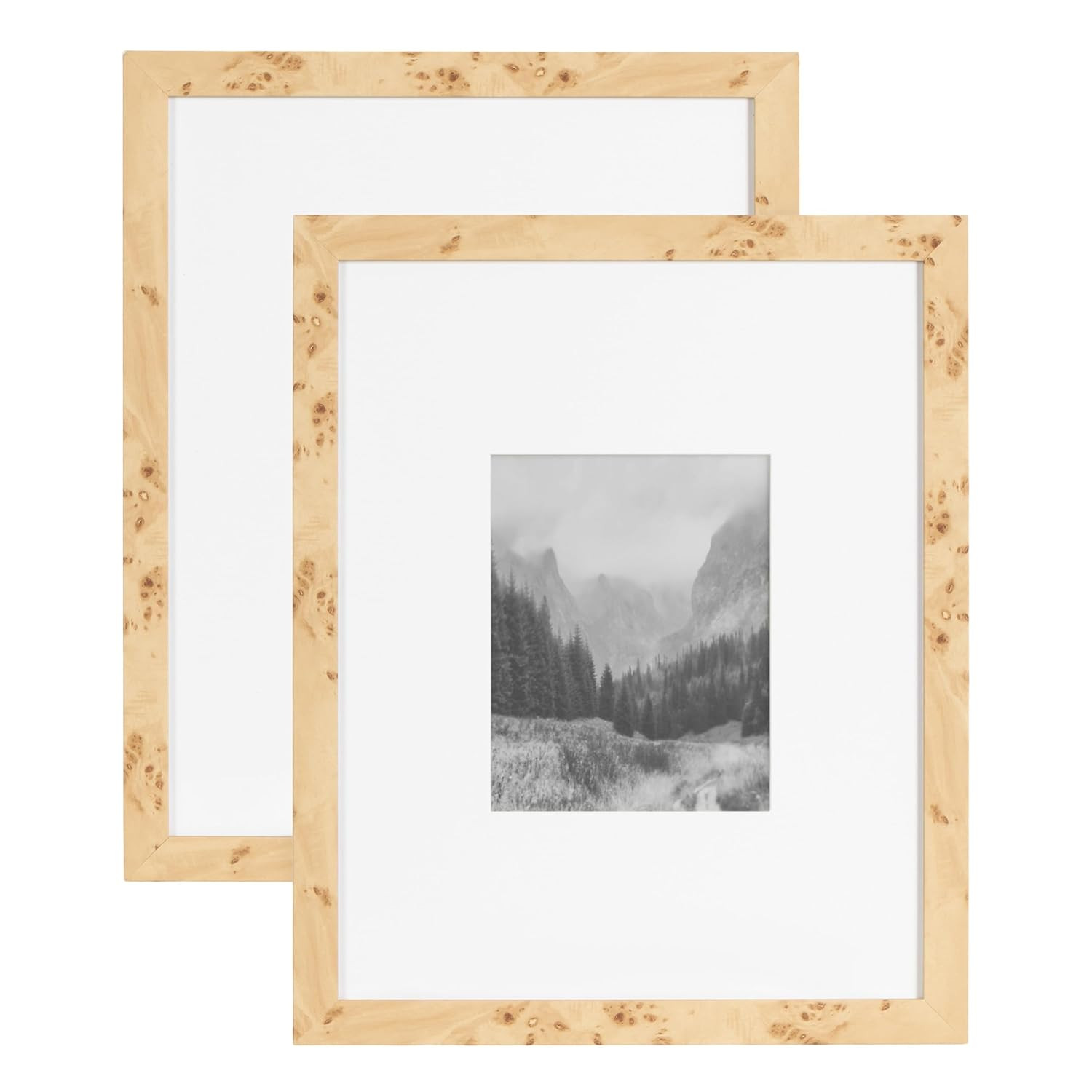 Kate and Laurel Burlock Transitional Faux Burlwood Picture Frame Set of 2, 16 x 20 matted to 8 x ... | Amazon (US)