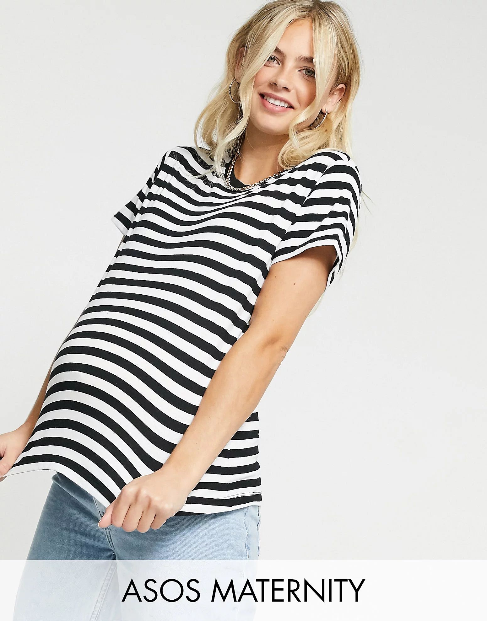 ASOS DESIGN Maternity ultimate t-shirt in black and white stripe | ASOS (Global)