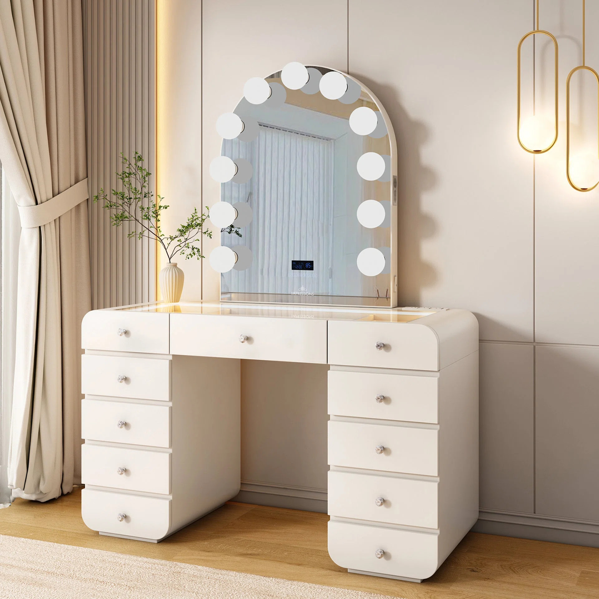 Impression Vanity Hollywood Glow Arch Vanity Mirror With Ultra Bright 11 Frosted LED Bulbs, Dimmi... | Wayfair North America