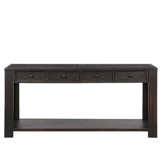 ANBAZAR Black Console Table for Entryway with Storage Drawers and Bottom Shelf Long Sofa Table Entry | The Home Depot