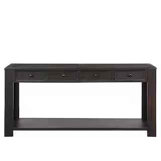 ANBAZAR Black Console Table for Entryway with Storage Drawers and Bottom Shelf Long Sofa Table Entry | The Home Depot