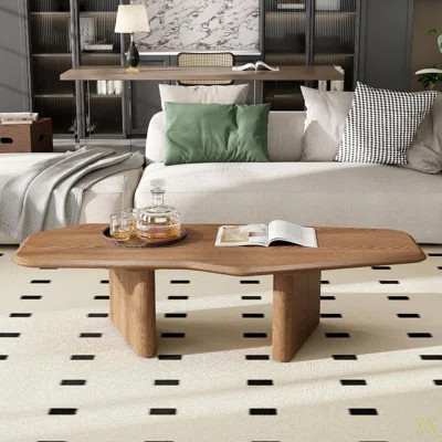 47.2 Inches Free Form Rustic Ash Wood Veneer Coffee Table For Small Living Room | Wayfair North America